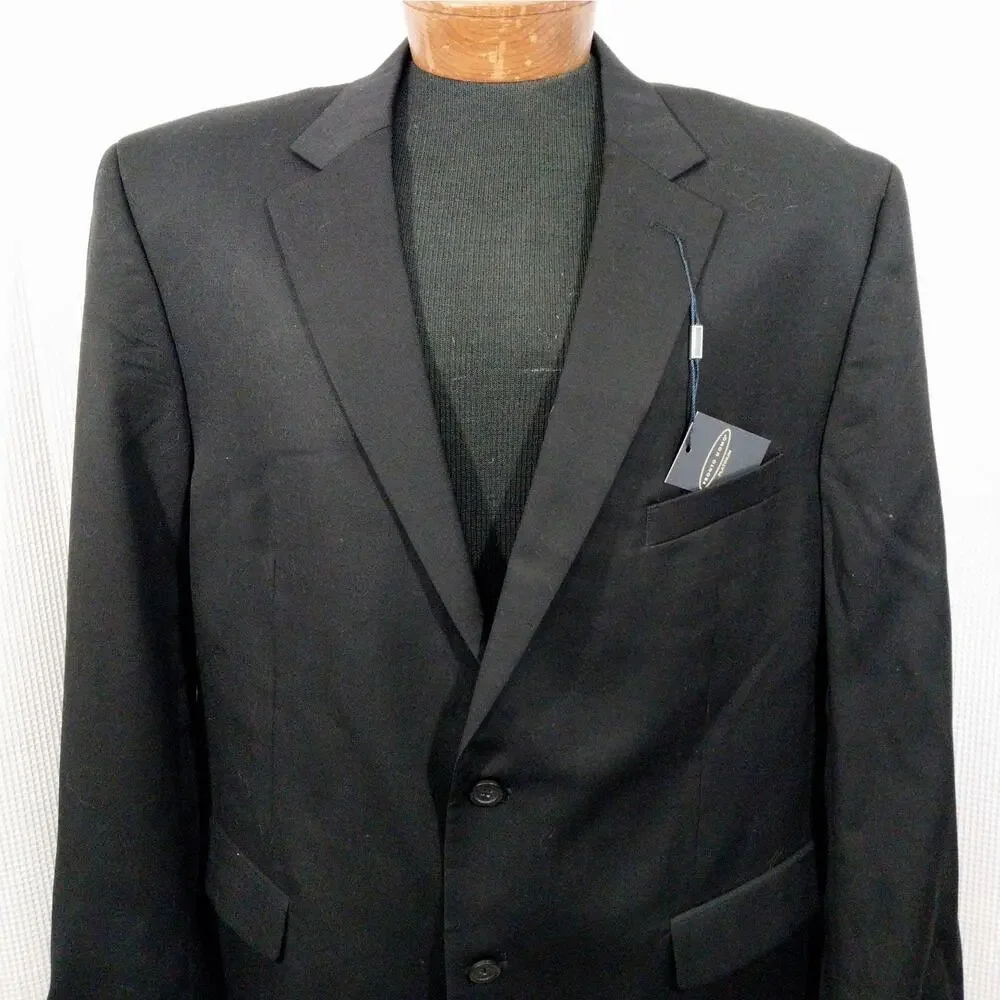 NWT@$395! PRONTO UOMO! PLATINUM LUXE BLACK 100% FINE WOOL DRESS JACKET! SZ 48L